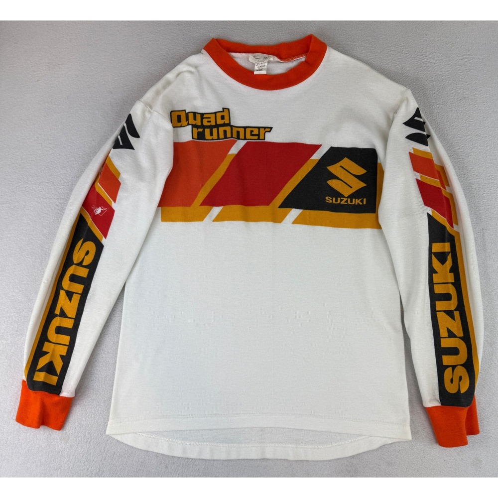 Suzuki Jersey Adult M White Vintage Quadrunner Racing Long Sleeve Limi-Wear USA